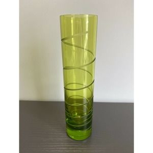 Baccarat Crystal Green Orgue Spiral Vase 8” Signed